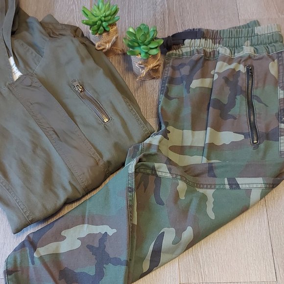 TNA Pants - TNA Alix Pant High-Waisted, elastic cuff camo joggers